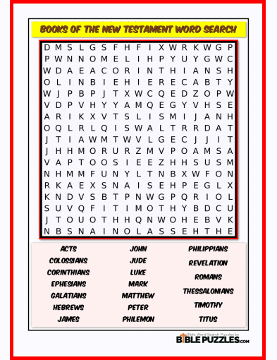 Bible Word Search - Books of the New Testament